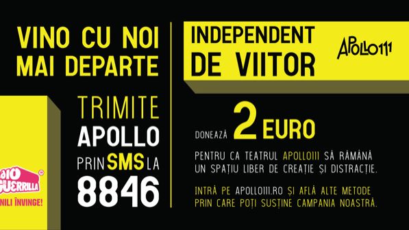 (P) Independent de viitor: actorii Bogdan Dumitrache, István Téglás și Ioana Bugarin iau parte la o campanie de donații pentru Teatrul Apollo111