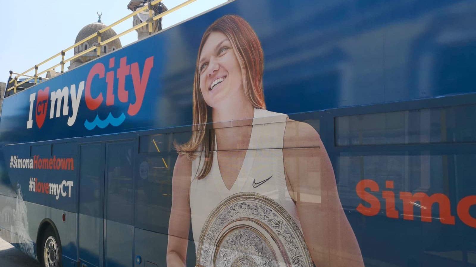 Simona Halep prezinta azi trofeul de la Wimbledon la Constanta, intr-un autobuz etajat