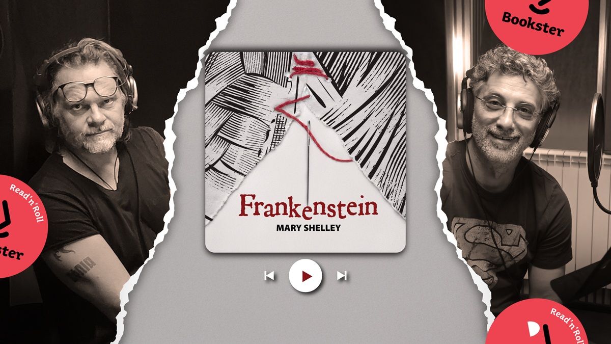 Florin Piersic Jr. și Andi Vasluianu în confrutarea epică din noua producție audio imersivă „Frankenstein”, disponibilă pe Bookster