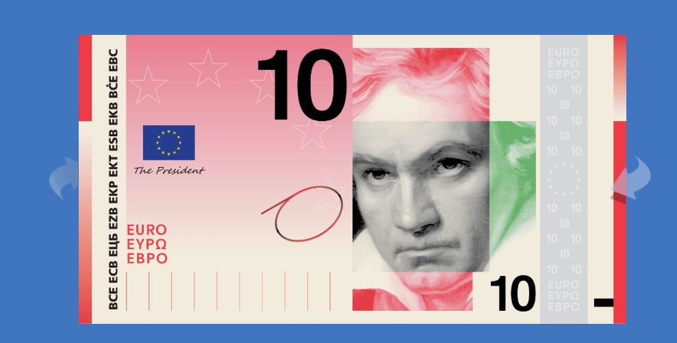 FOTO | Bancnotele euro se schimbă pentru prima dată de la lansare. Europa are de ales între pescărașul albastru și Beethoven, însă doar șase țări au personalități pe bani - Poza 11