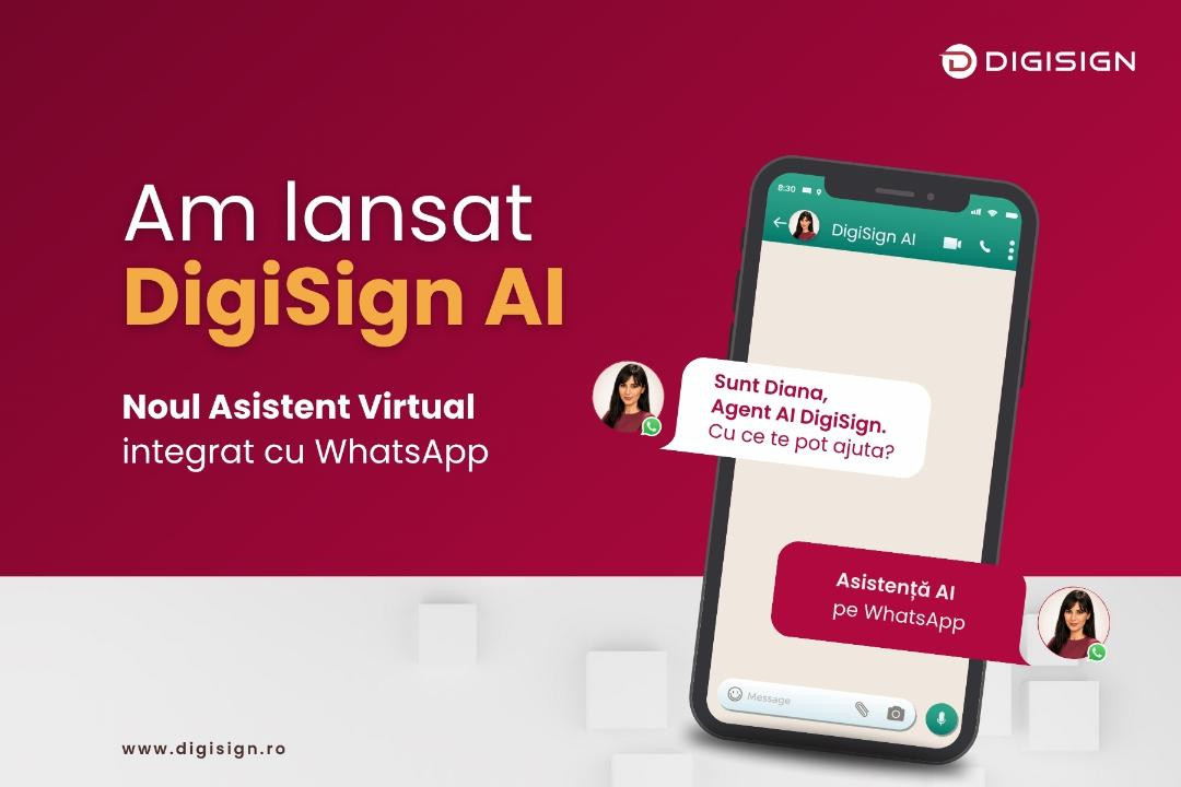 DigiSign lansează DigiSign AI, noul agent inteligent integrat cu WhatsApp, pentru răspunsuri instant despre Semnătura Electronică