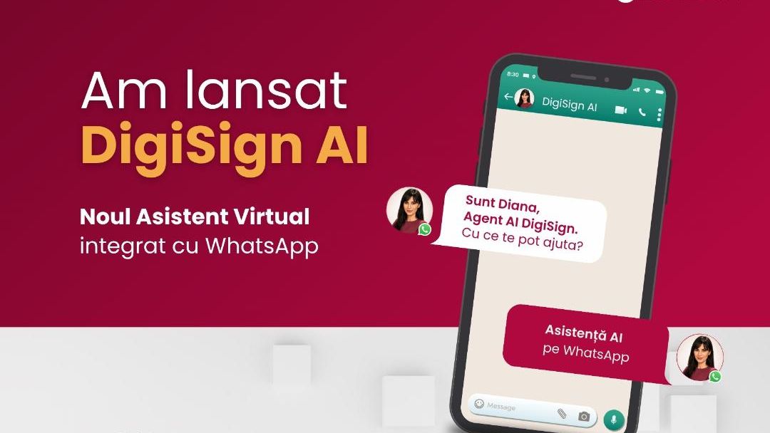 DigiSign lansează DigiSign AI, noul agent inteligent integrat cu WhatsApp, pentru răspunsuri instant despre Semnătura Electronică