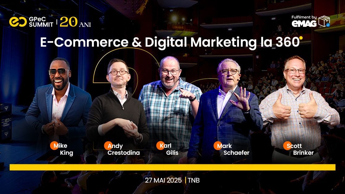 Agenda GPeC SUMMIT 26-27 Mai este publicată: 2 Masterclass-uri, 19 speakeri, Expo și content practic despre tot ce e important în E-Commerce și Digital Marketing