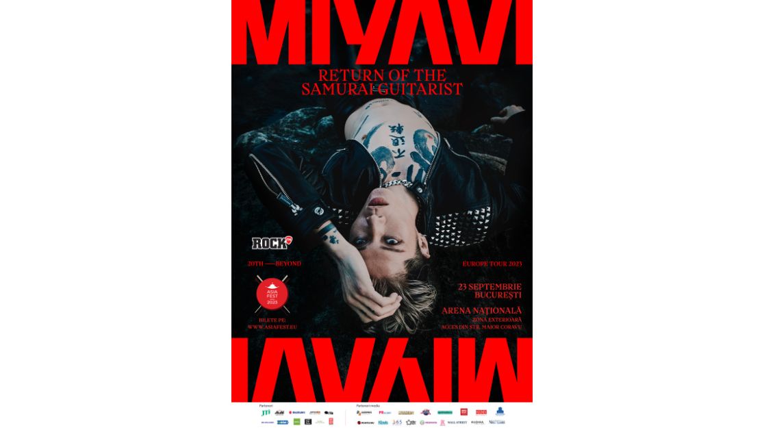 Patru zile până la concertul J-Rock al anului ‘’Chitaristului samurai’’, MIYAVI, concertează sâmbătă, 23 septembrie 2023