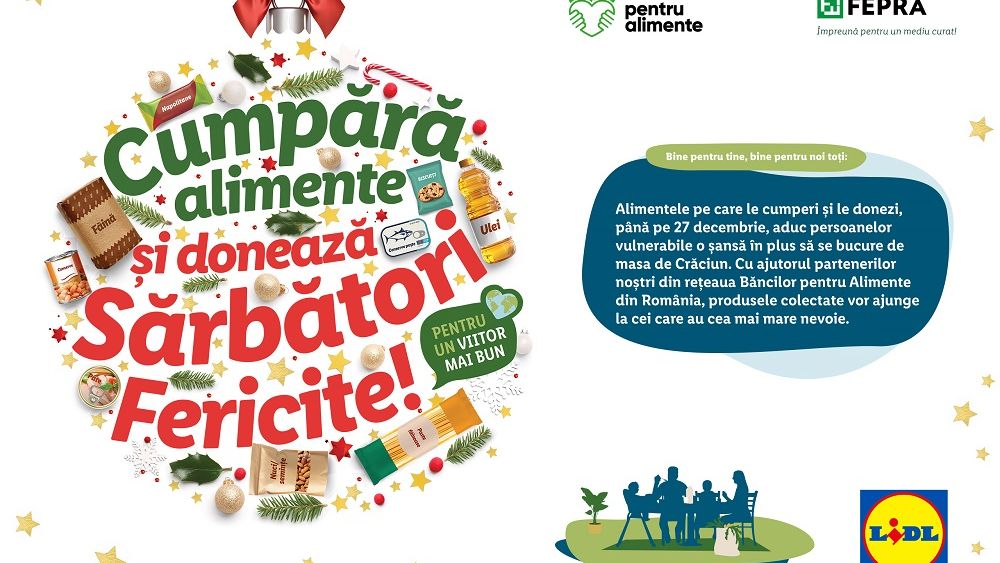 Lidl extinde solidaritatea la nivel național: până pe 27 decembrie, colecta de alimente Lidl România are loc în toată țara