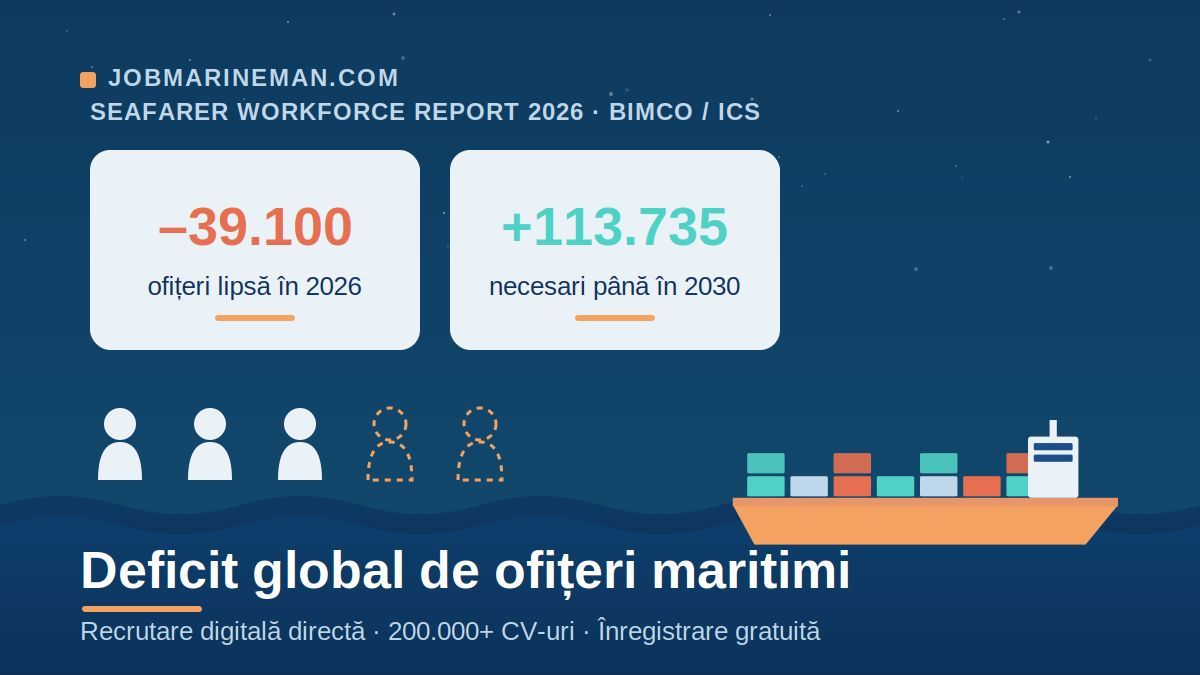 Transportul maritim mondial, în fața unui deficit record de ofițeri. Cum răspunde tehnologia