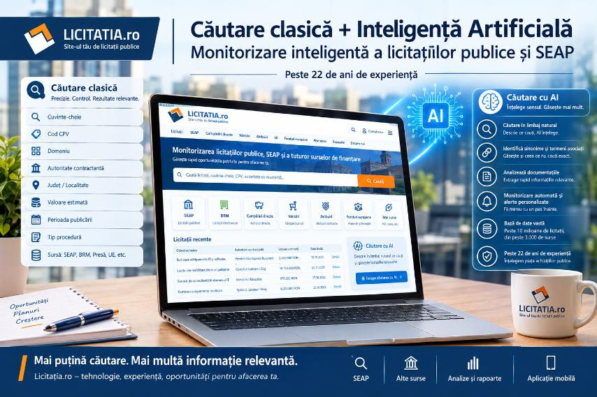 Licitatia.ro combină căutarea clasică și inteligența artificială pentru o nouă generație de monitorizare a licitațiilor publice
