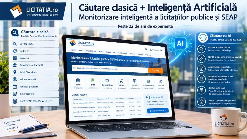 Licitatia.ro combină căutarea clasică și inteligența artificială pentru o nouă generație de monitorizare a licitațiilor publice