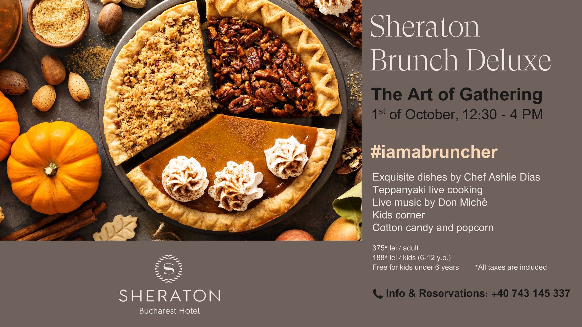 Din 1 octombrie, descoperă aromele toamnei la Sheraton Bucharest Hotel: un nou sezon Brunch Deluxe și experiențe culinare unice