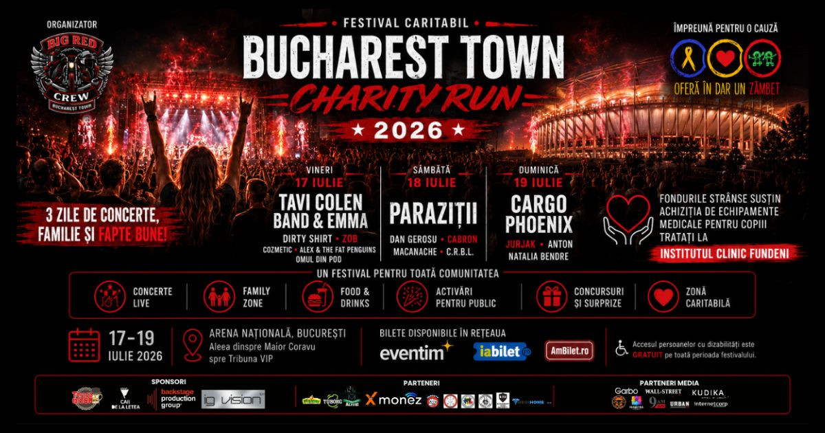 Un festival caritabil pe Arena Națională: Bucharest Town Charity Run 2026 susține copiii de la Institutul Clinic Fundeni