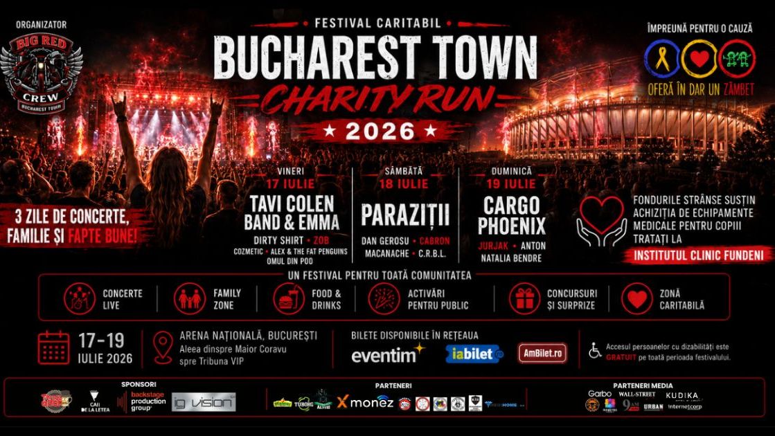 Un festival caritabil pe Arena Națională: Bucharest Town Charity Run 2026 susține copiii de la Institutul Clinic Fundeni