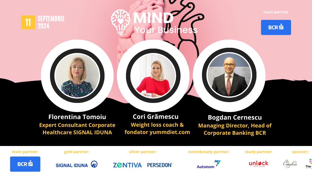 Noi speakeri la Mind your Business: Florentina Tomoiu, Cori Grămescu și Bogdan Cernescu