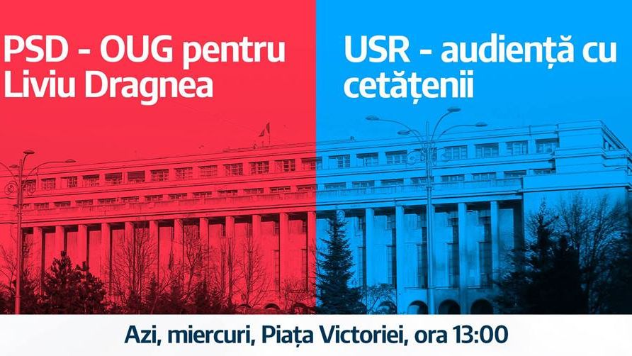 Parlamentarii USR prezenti in Piata Victoriei inainte de sedinta de Guvern