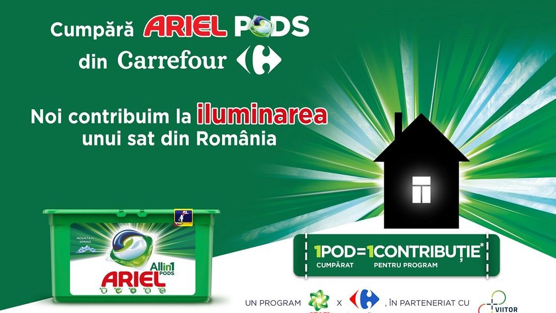 POD cu POD luminezi o casă - campania Ariel și Carrefour, în parteneriat cu ViitorPlus, se extinde într-o nouă comunitate
