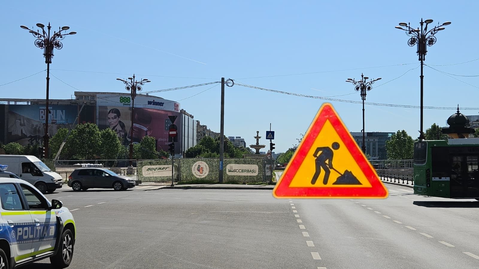Restricții de trafic în Piața Unirii: lucrările la Planșeu schimbă circulația în zona fântânilor