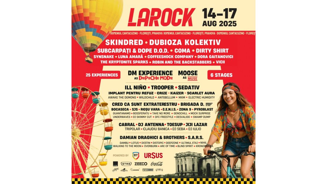 LAROCK 2025: patru zile de muzică, libertate și aventură pe Domeniul Cantacuzino, în perioada 14-17 august