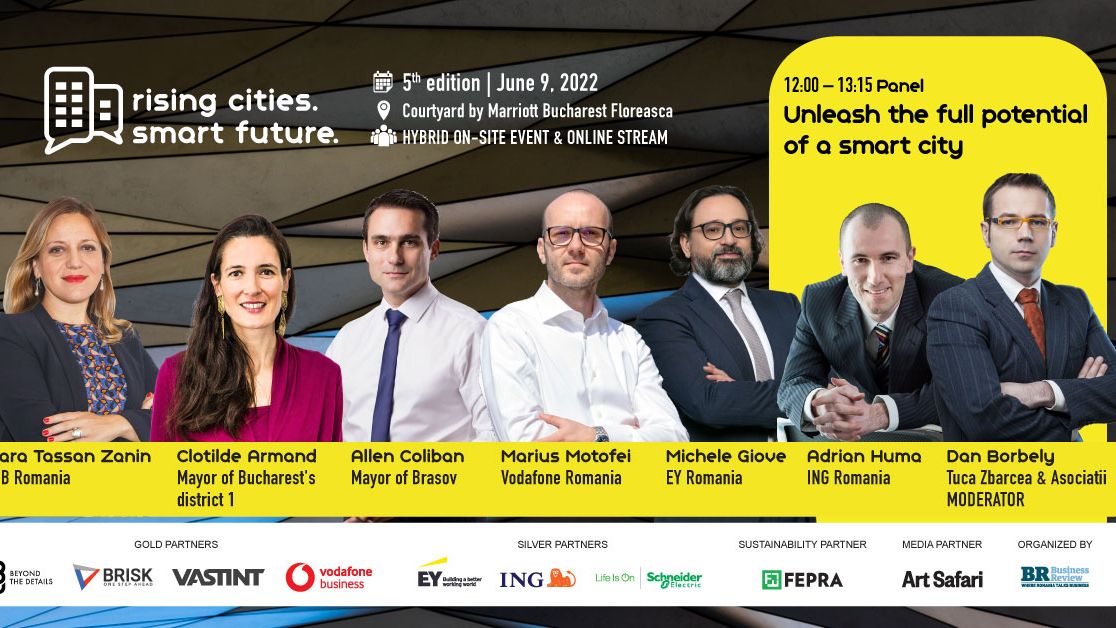 Lideri ai mediului de business, oficiali locali și șefii reprezentanțelor Băncii Europene de Investiţii și Comisiei Europene din România se reunesc la conferința Rising Cities. Smart Future 2022