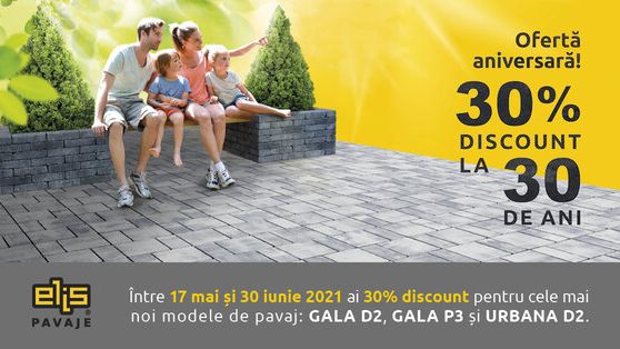 (P) Ofertă aniversară Elis Pavaje: 30% discount la 30 de ani
