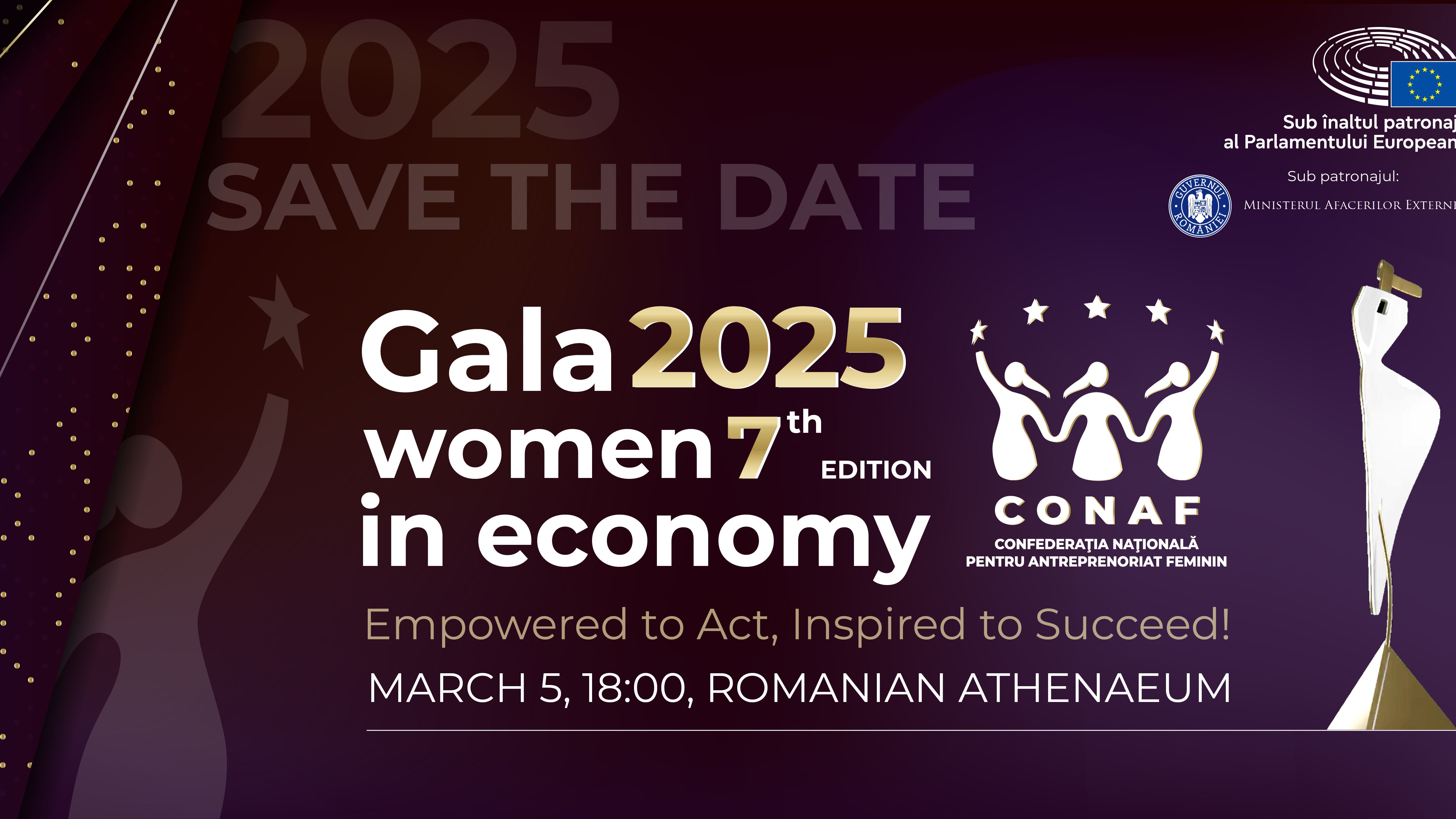 Gala CONAF Women in Economy 2025 - singura inițiativă din România care primește Înaltul Patronaj al Parlamentului European