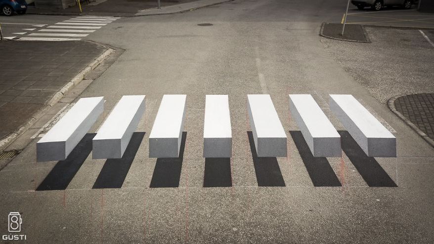 Un oras european are treceri de pietoni desenate 3D