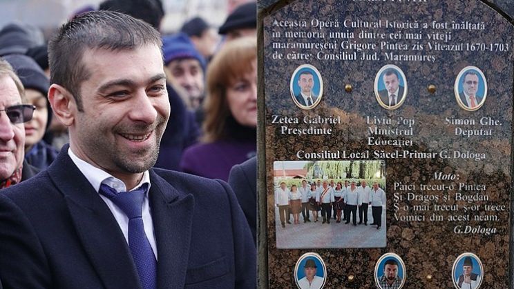 Gabriel Zetea, liderul PSD Maramures, si alti membri PSD au fost pusi pe un monument alaturi de figuri istorice
