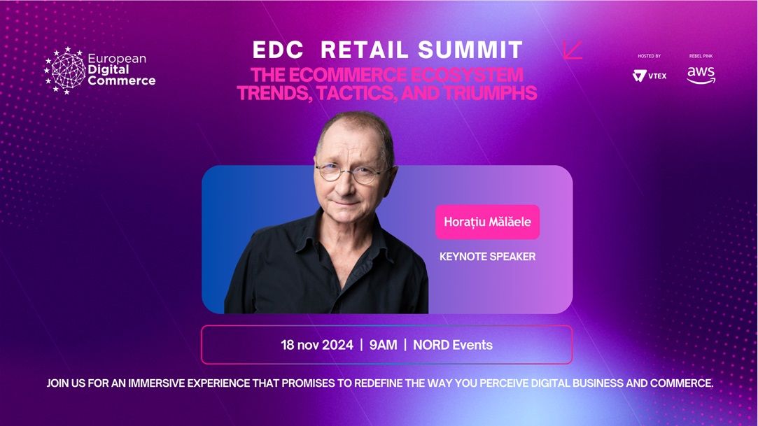 EDC Summit duce comerțul la rang de artă: Horațiu Mălăele urcă pe scena evenimentului organizat de VTEX și Amazon Web Services pe 18 noiembrie
