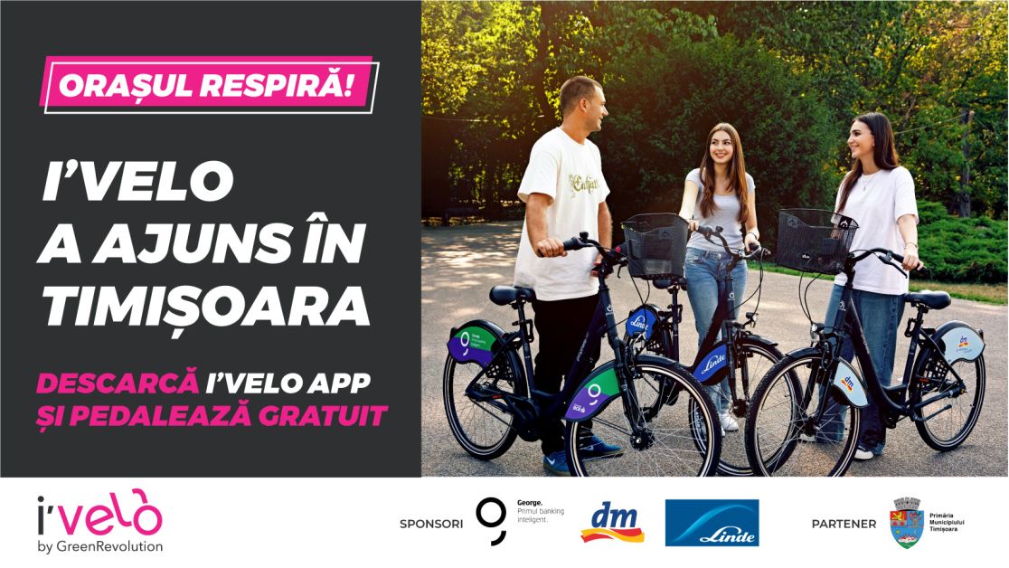 Sistemul de bikesharing IVelo by Green Revolution s-a extins și în vestul țării, la Timișoara