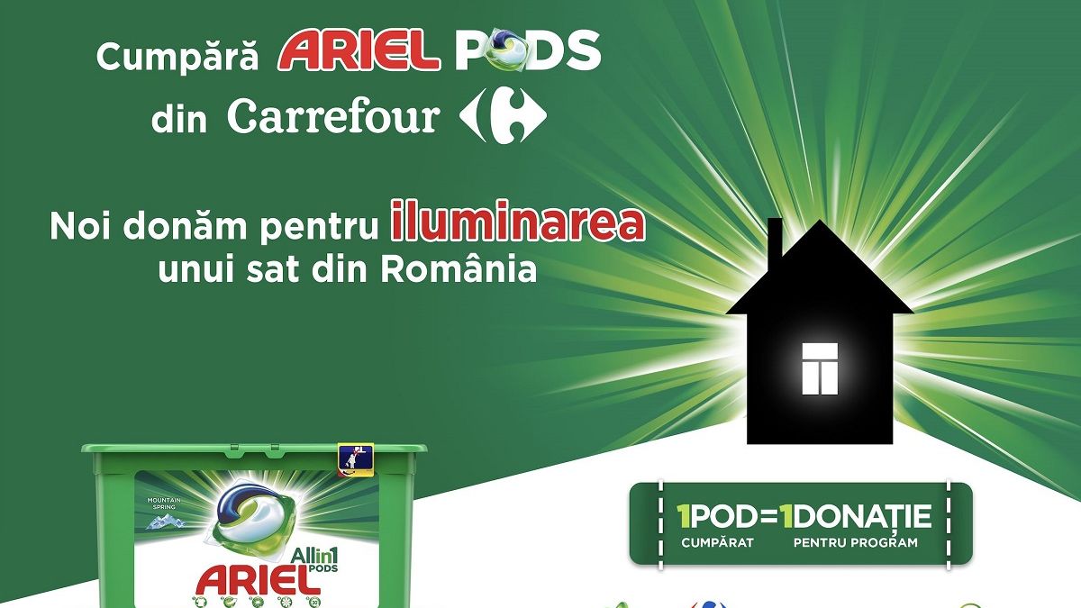 (P) POD cu POD luminezi o casă - o campanie Ariel și Carrefour, în parteneriat cu ViitorPlus
