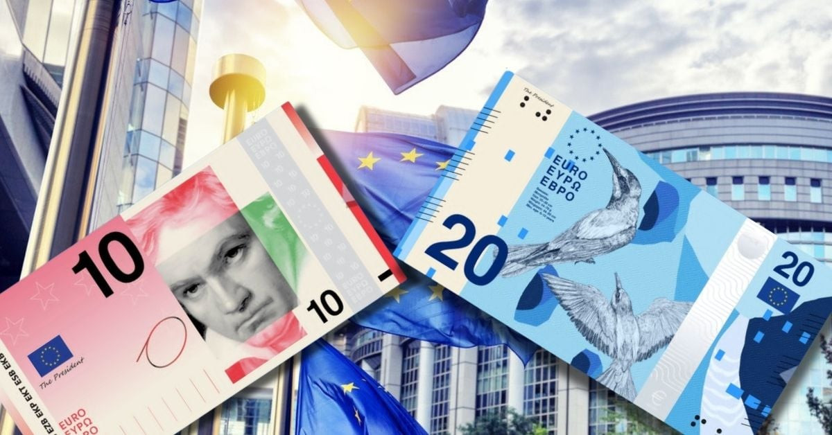 FOTO | Bancnotele euro se schimbă pentru prima dată de la lansare. Europa are de ales între pescărașul albastru și Beethoven, însă doar șase țări au personalități pe bani