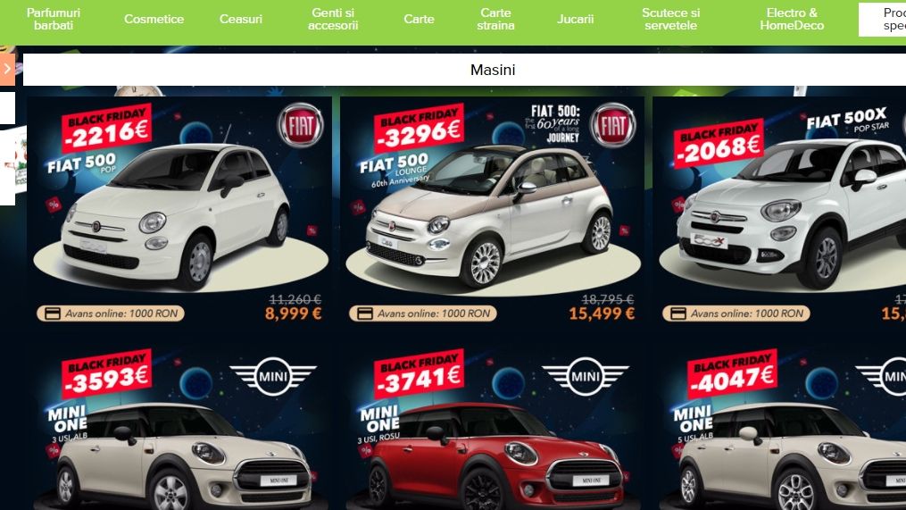 Surpriza de la elefant.ro: ce automobile au in oferta de Black Friday