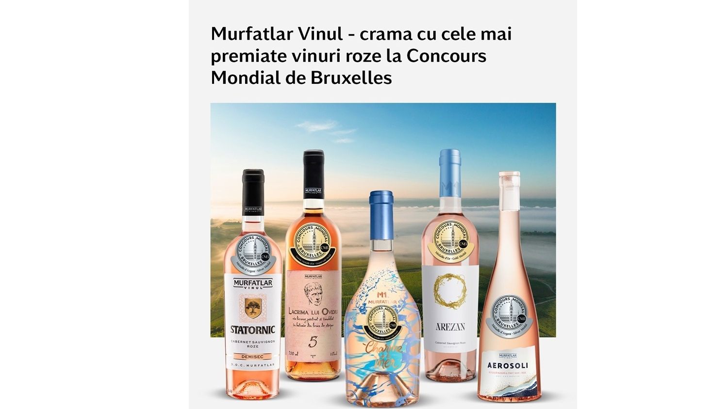 Murfatlar Vinul, cea mai premiată cramă la ” Concours Mondial de Bruxelles 2025”, sesiunea dedicată vinurilor rosé