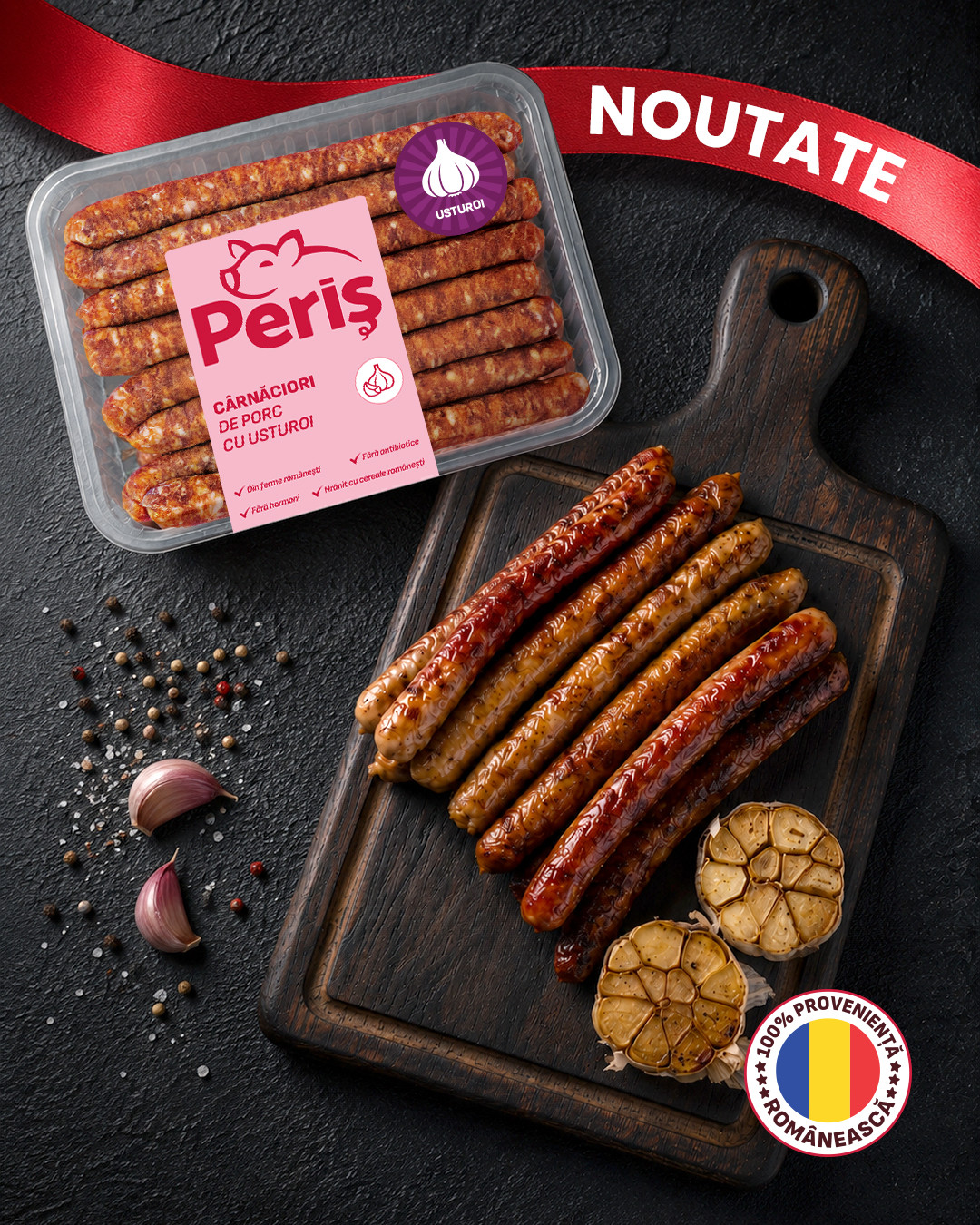 Periș își extinde gama de produse refrigerate cu noi cârnăciori din carne de porc cu usturoi