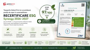 Tipografia Global Print își consolidează poziția de reper în sustenabilitate: recertificare ESG Synesgy 2026 cu un scor de