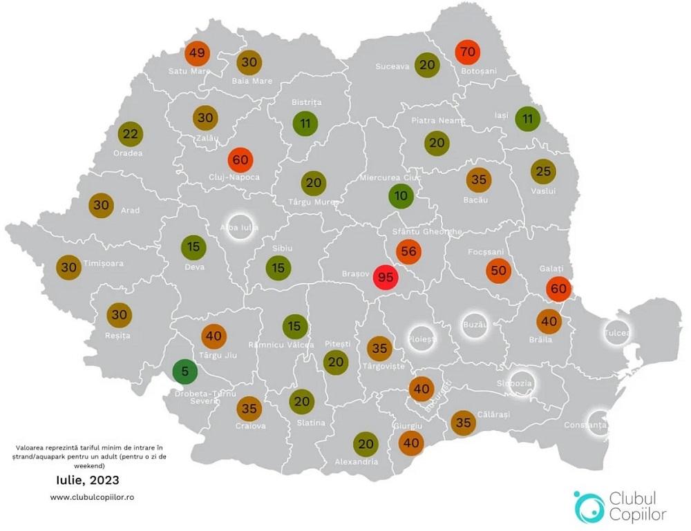 Harta ștrandurilor din România